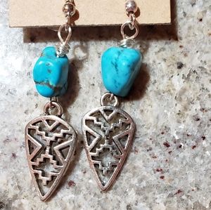 Turquoise howlite earrings,  new